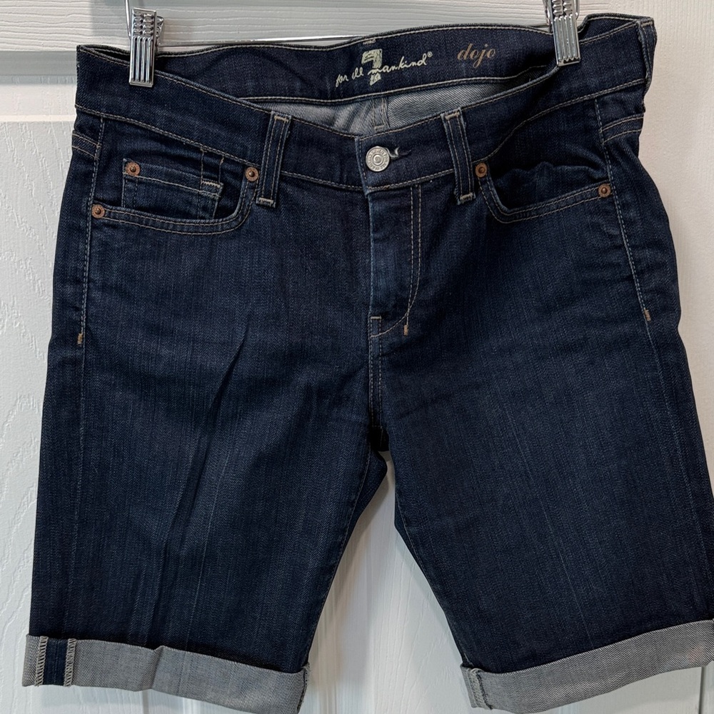 7 For All Mankind Dark Blue Women's Bermuda Shorts